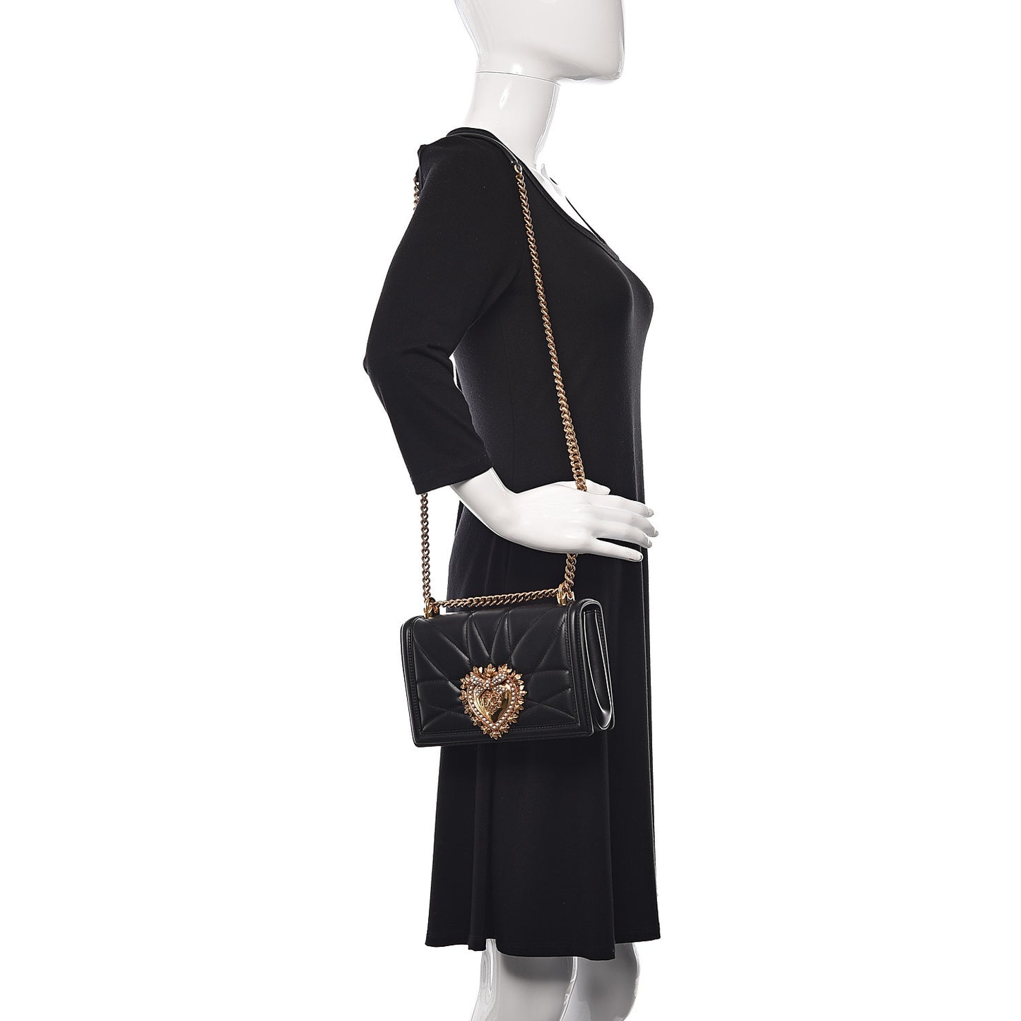 Calfskin Medium Devotion Crossbody Bag Black