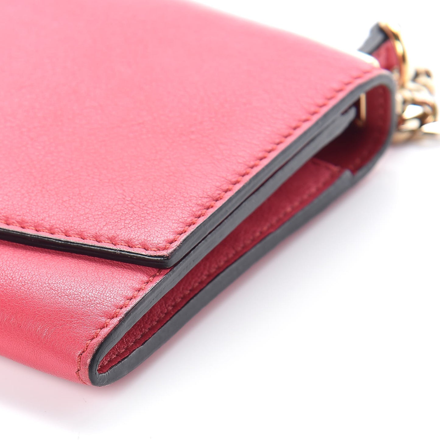 Calfskin Wallet On Chain Crimson Pink