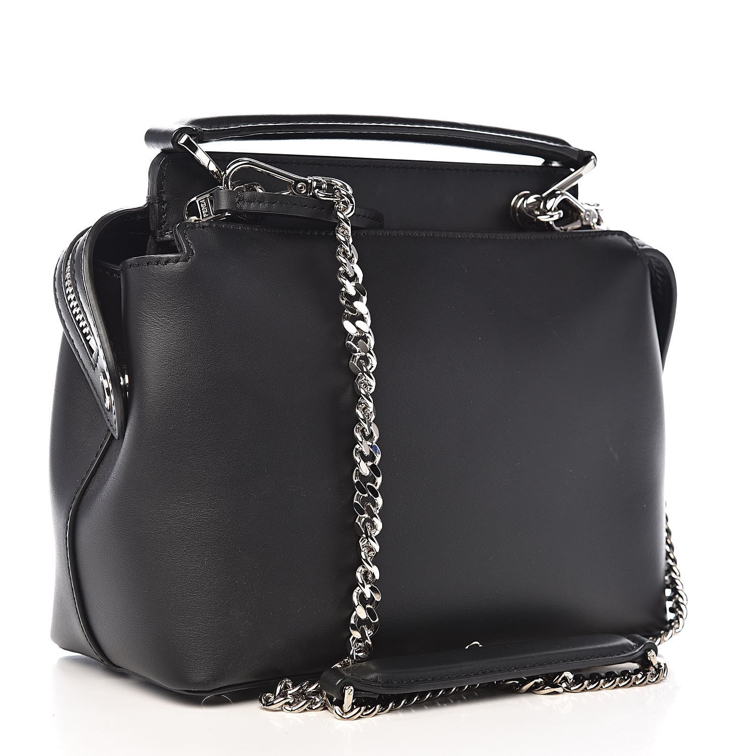 Fendi Vitello Baltico Hypnoteyes Studded Small Dotcom Click Chain Satchel Black 3 of 11