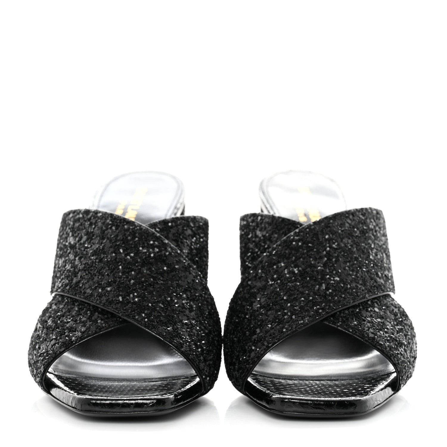 Saint Laurent Glitter LouLou 70 Mule Sandals 38 Black 2 of 9