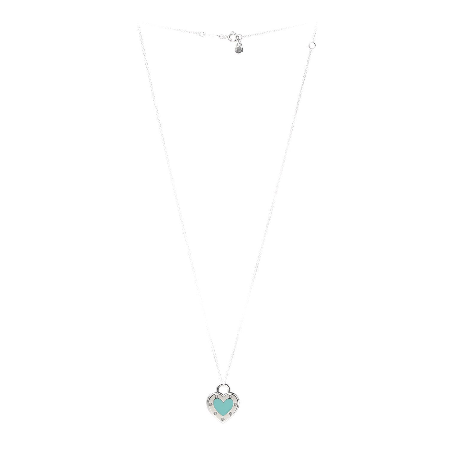 Sterling Silver Enamel Return to Tiffany Love Heart Necklace Blue