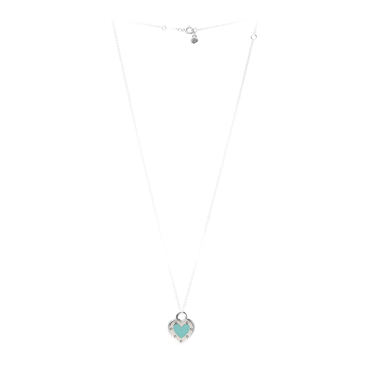 Tiffany Sterling Silver Enamel Return to Tiffany Love Heart Necklace Blue 3 of 6