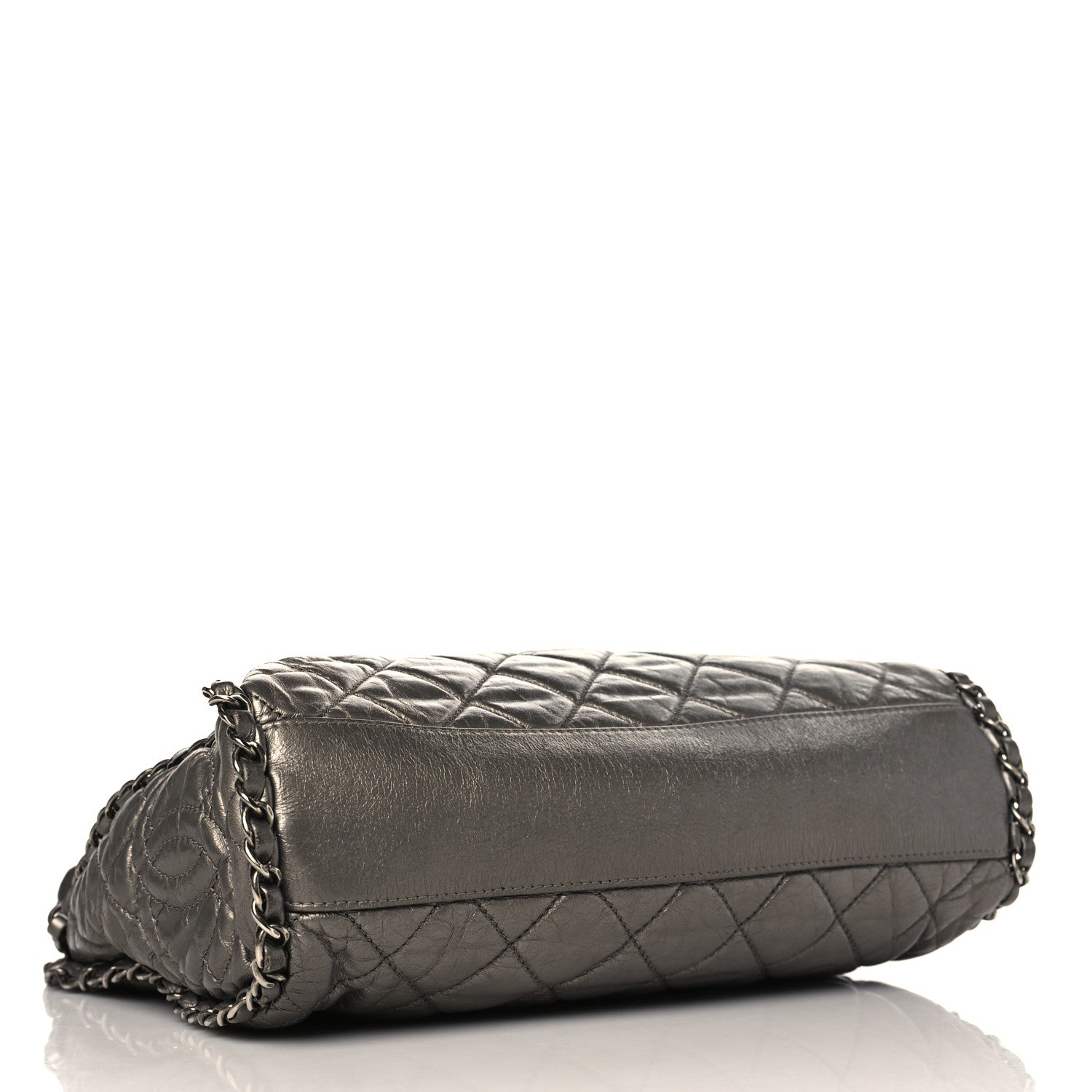 Chanel Metallic Calfskin Quilted Medium Chain Me Hobo Dark Silver 3 of 12
