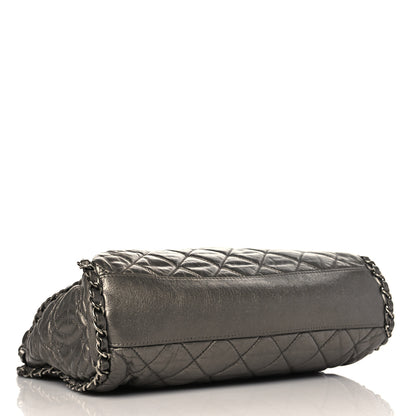 Chanel Metallic Calfskin Quilted Medium Chain Me Hobo Dark Silver 3 of 12
