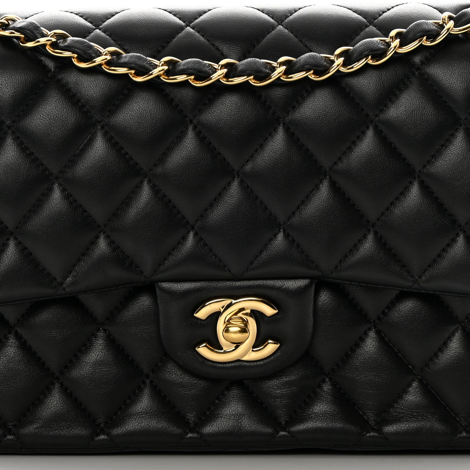 Chanel Lambskin Quilted Medium Double Flap Black 8 of 16