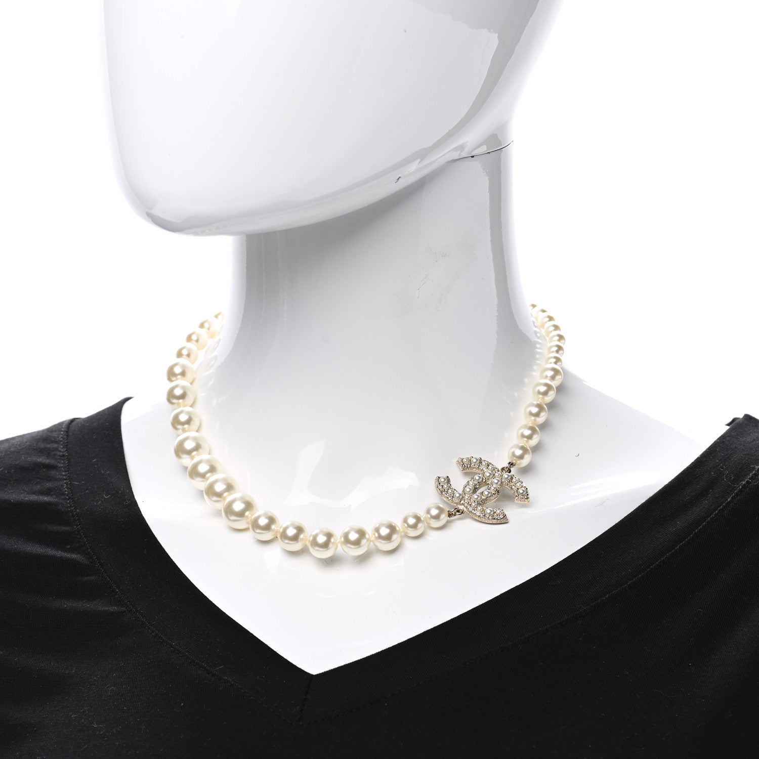 Chanel Graduated Pearl CC Short Necklace Gold 3 of 7