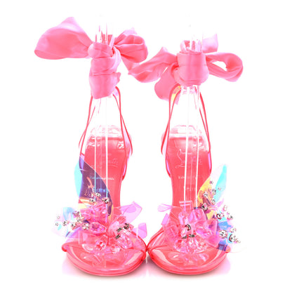 Christian Louboutin PVC Crystal Flower Sandals 38.5 Fluo Pink 3 of 8