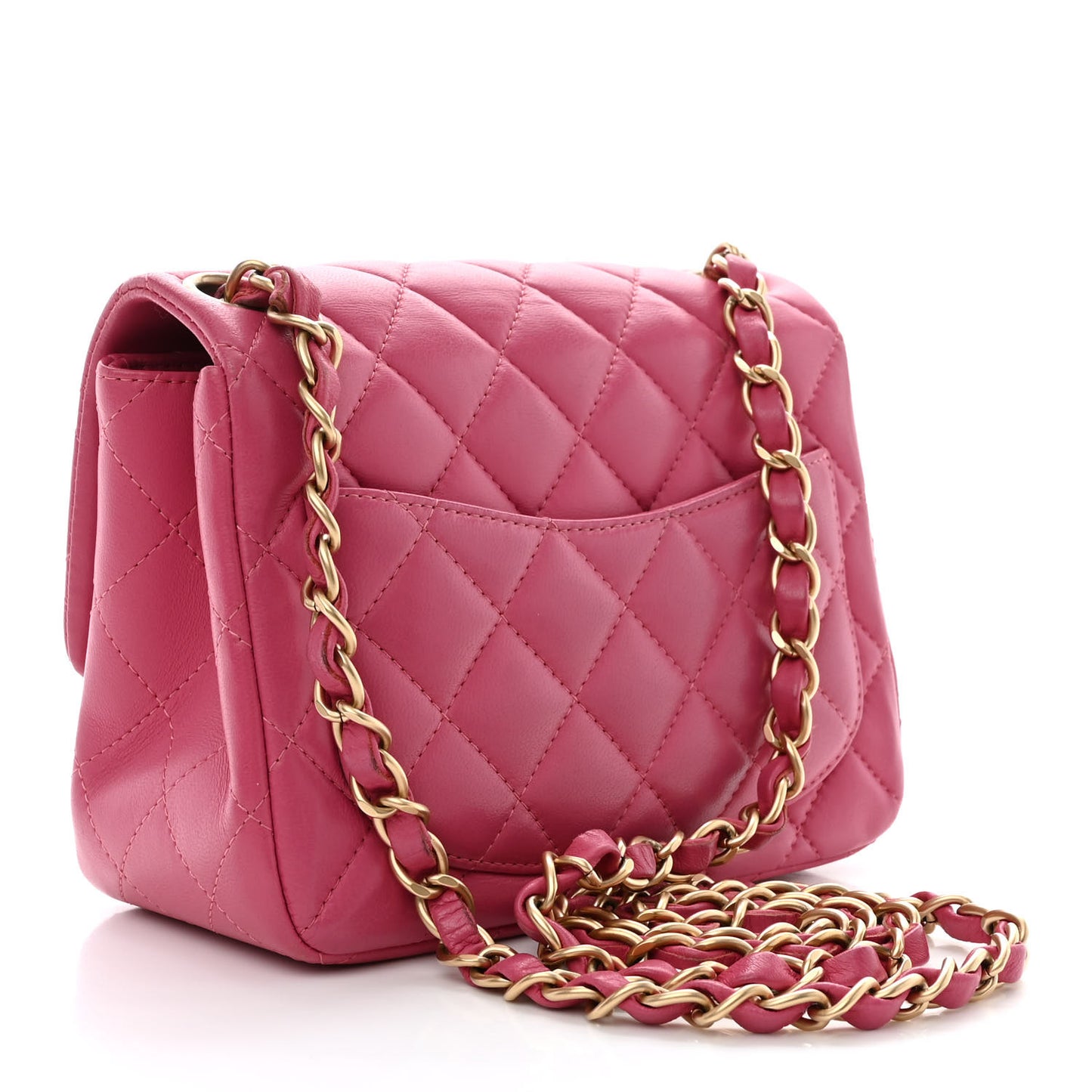 Lambskin Quilted Mini Square Flap Pink