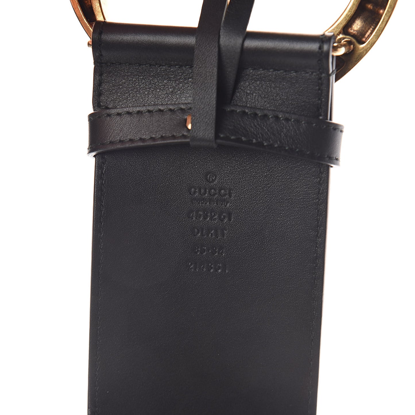 Moon Calfskin Pearl Double G 70mm Belt 85 34 Black Cream