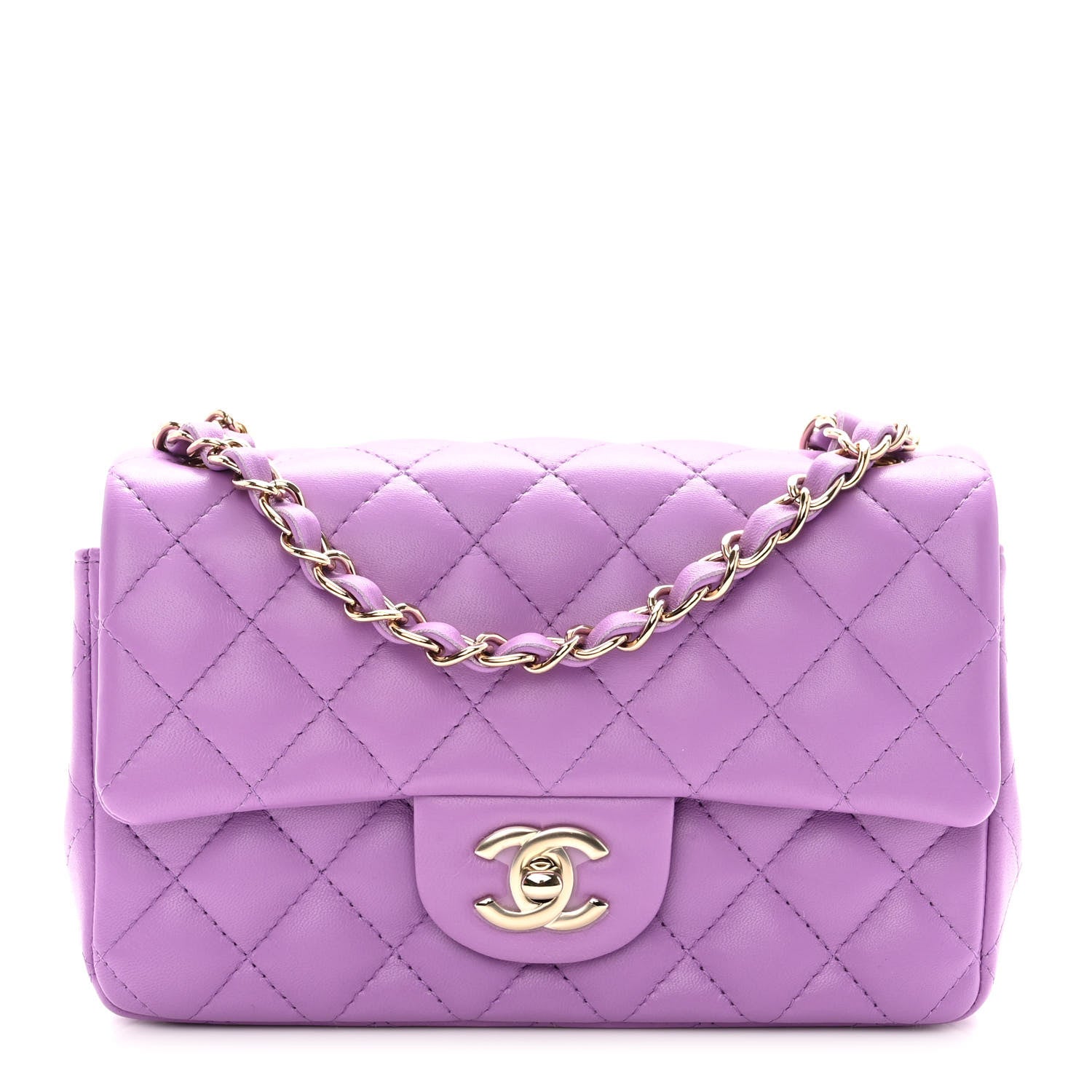 Chanel Lambskin Quilted Mini Rectangular Flap Purple 1 of 10