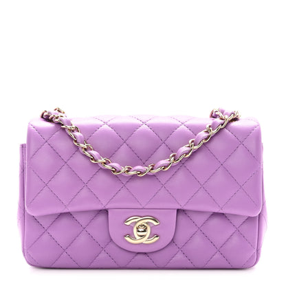 Chanel Lambskin Quilted Mini Rectangular Flap Purple 1 of 10