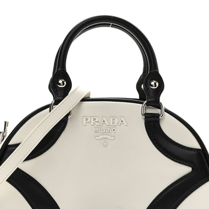 Prada Soft Calfskin Bowling Crossbody Bag White Black 7 of 9