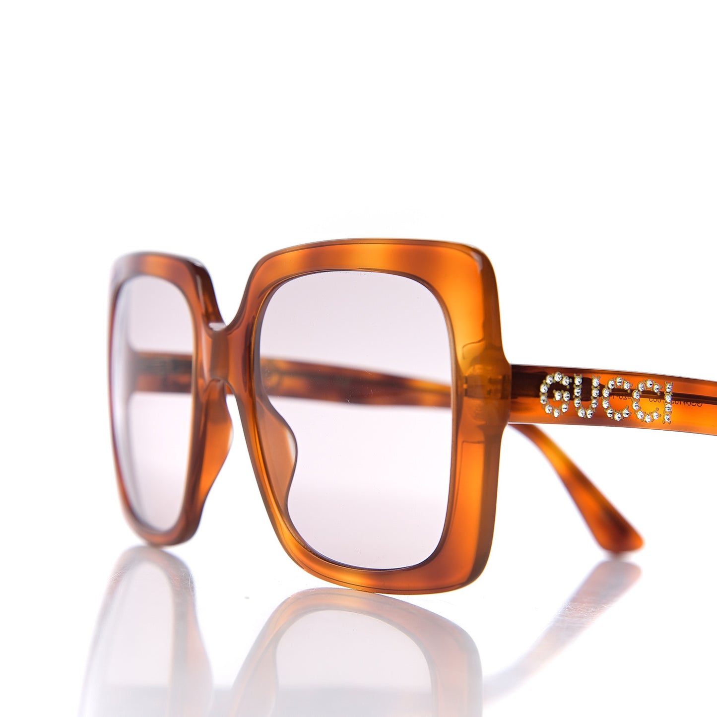 Crystal Square Frame Sunglasses GG0418S Tortoiseshell