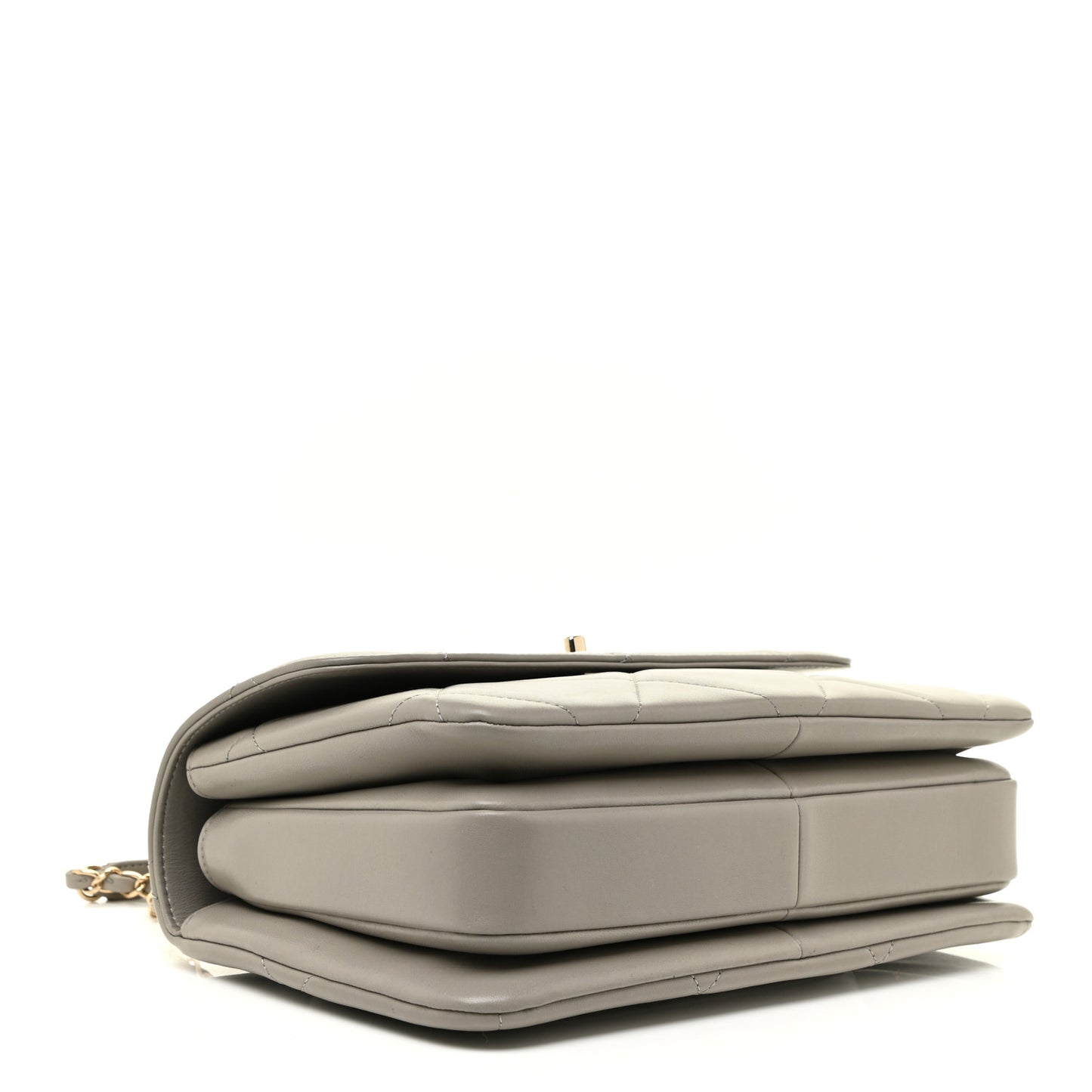 Lambskin Quilted Medium Trendy CC Flap Dual Handle Bag Grey