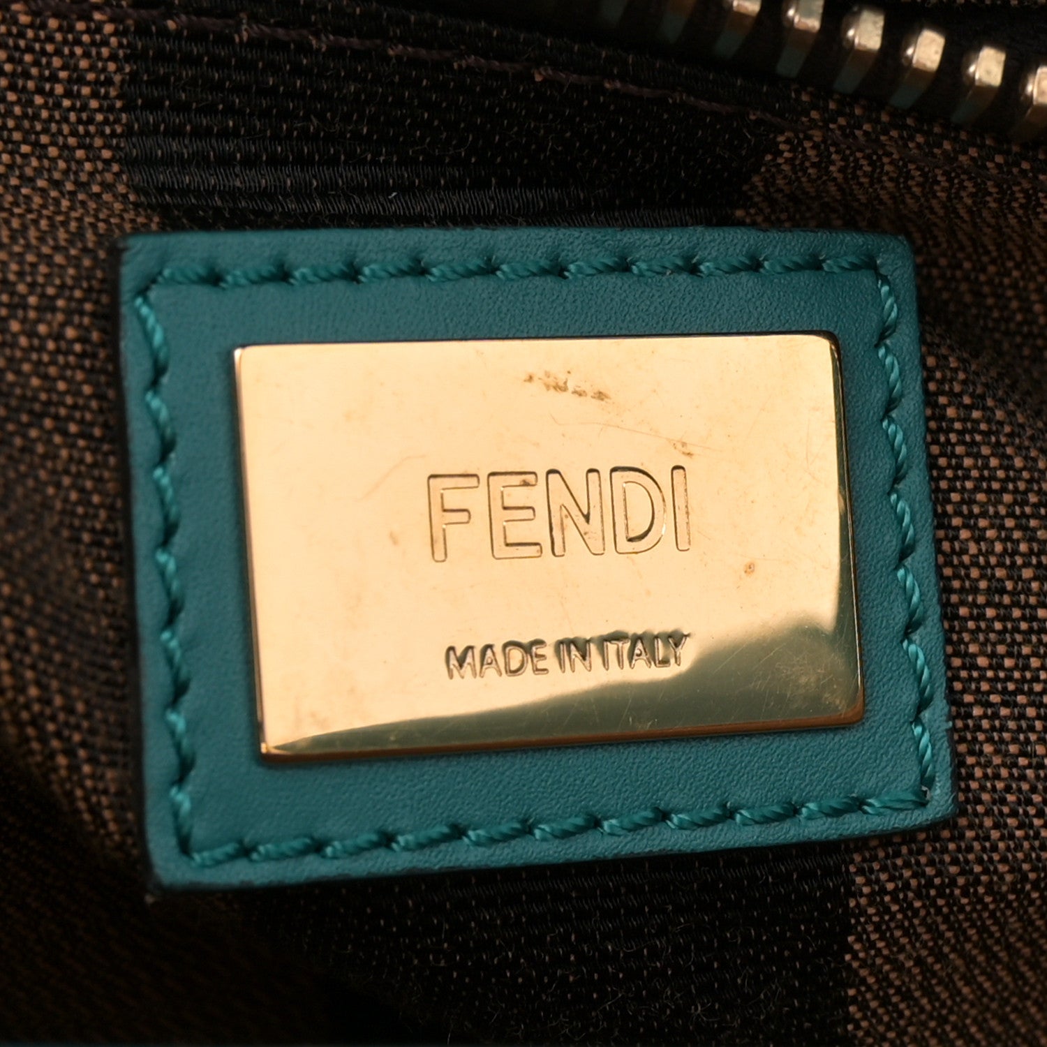 Fendi Vitello Morgan Fabric Jacquard Pequin Medium Peekaboo Iconic Satchel Lago Tobacco Black 6 of 15