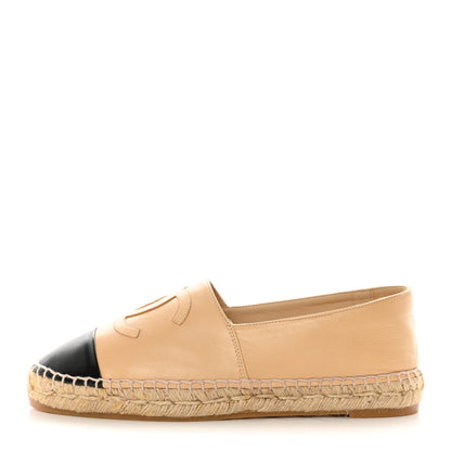 Chanel Lambskin CC Espadrilles 38 Beige Black 1 of 17