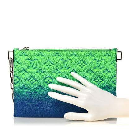 Louis Vuitton Taurillon Illusion Trio Pouch Bleu Vert 2 of 10