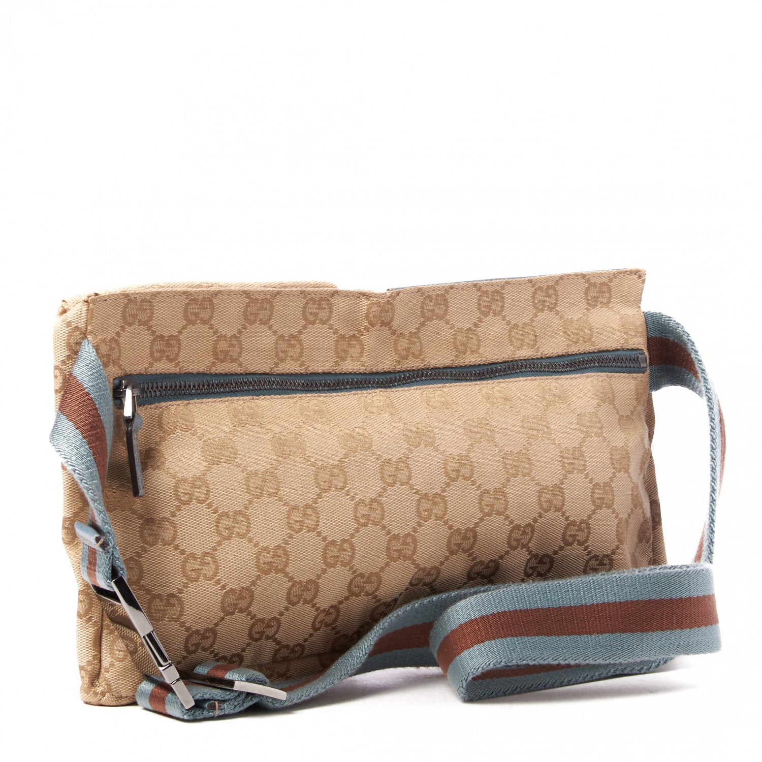 Gucci GG Monogram Web Double Pocket Belt Bag Blue 2 of 8