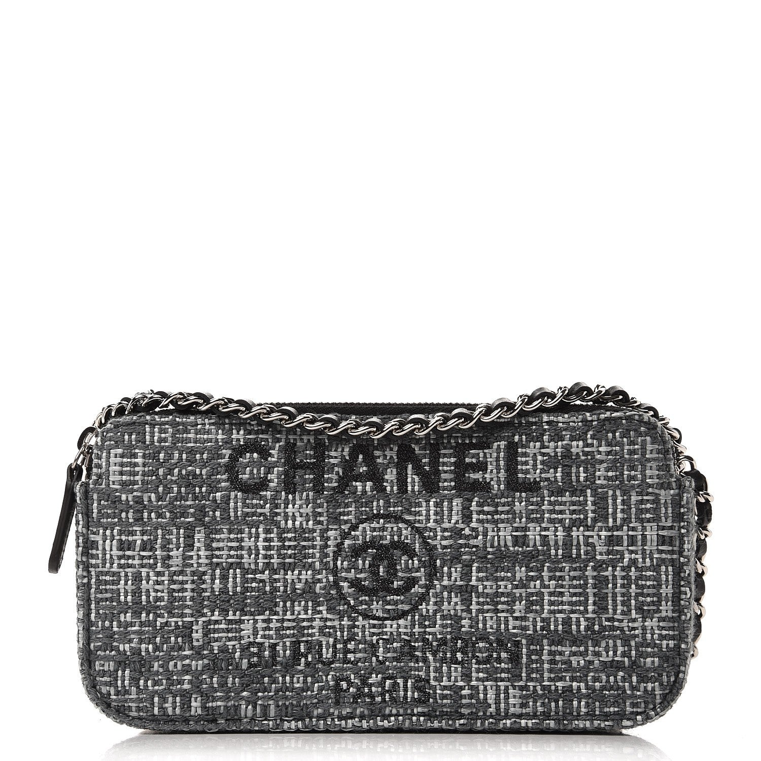 Chanel Canvas Small Deauville Clutch With Chain Charcoal 1 of 8