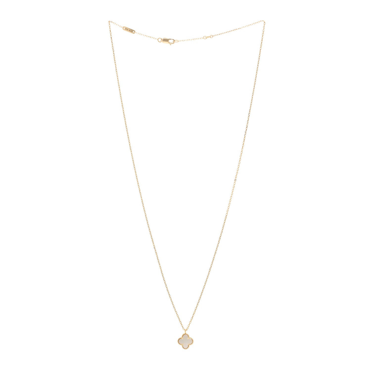 Van Cleef & Arpels 18K Yellow Gold Mother of Pearl Sweet Alhambra Pendant Necklace 3 of 4