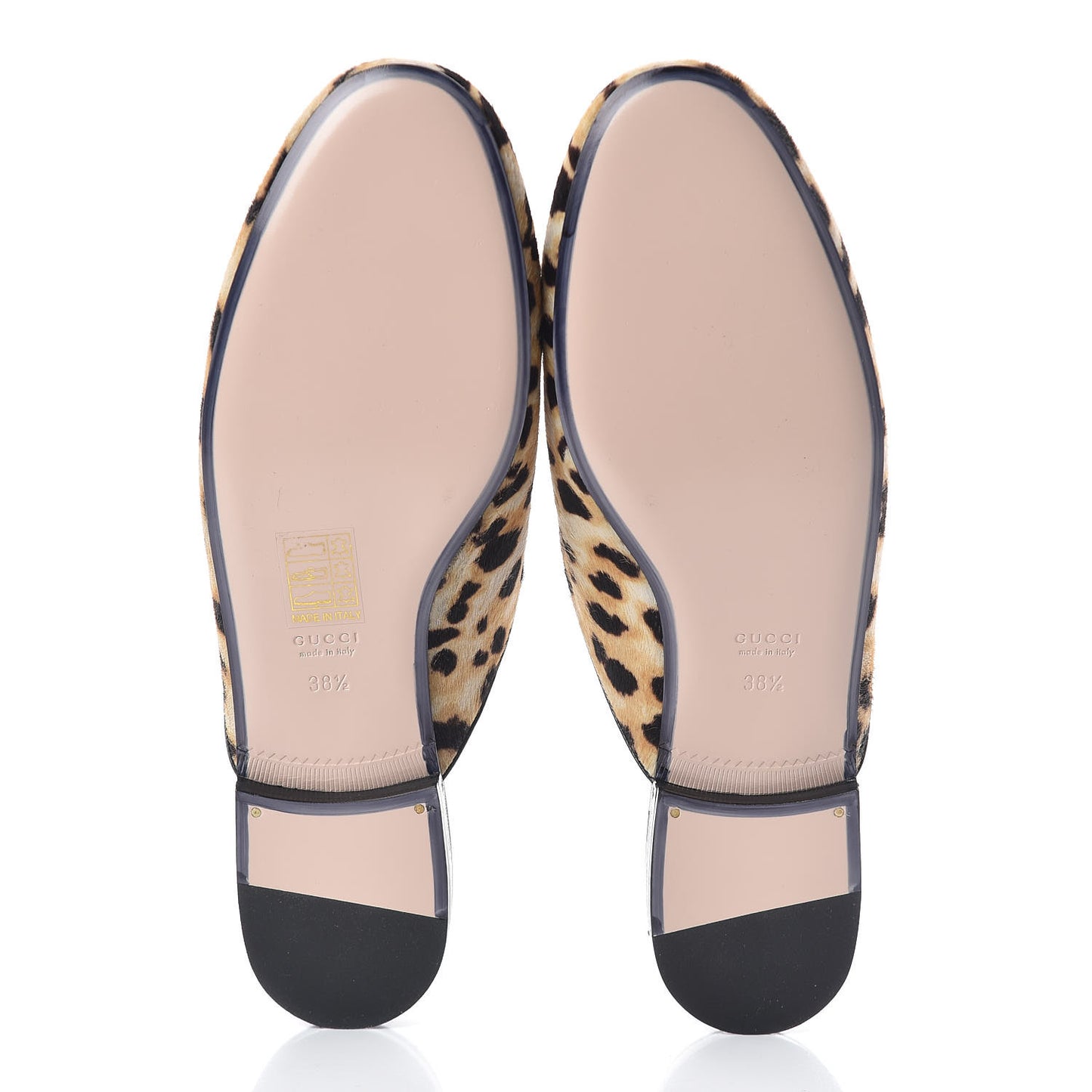 Calf Hair Leopard Print Womens Princetown Slippers 38.5 Naturale Black