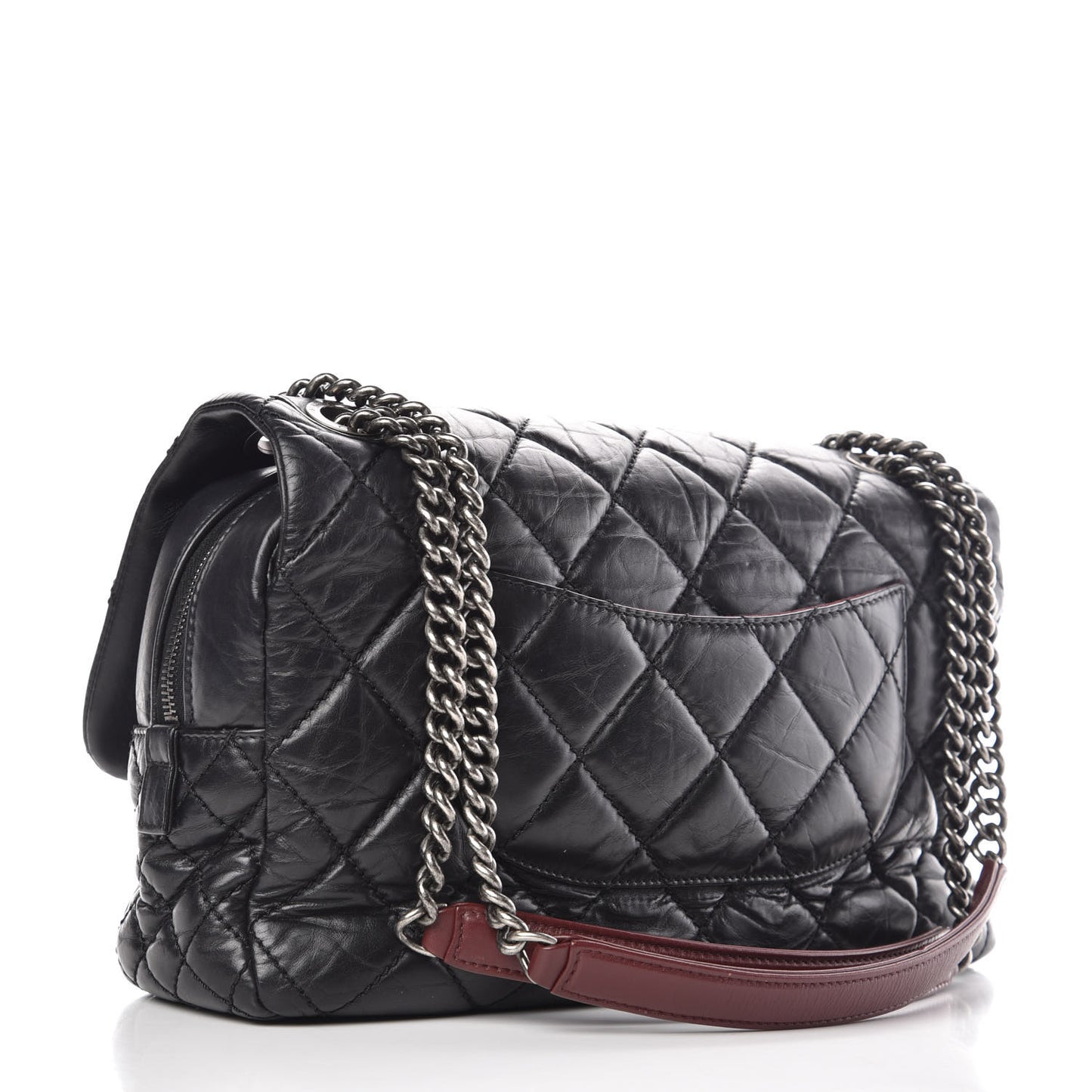 Aged Calfskin Jumbo New Portobello Flap Black