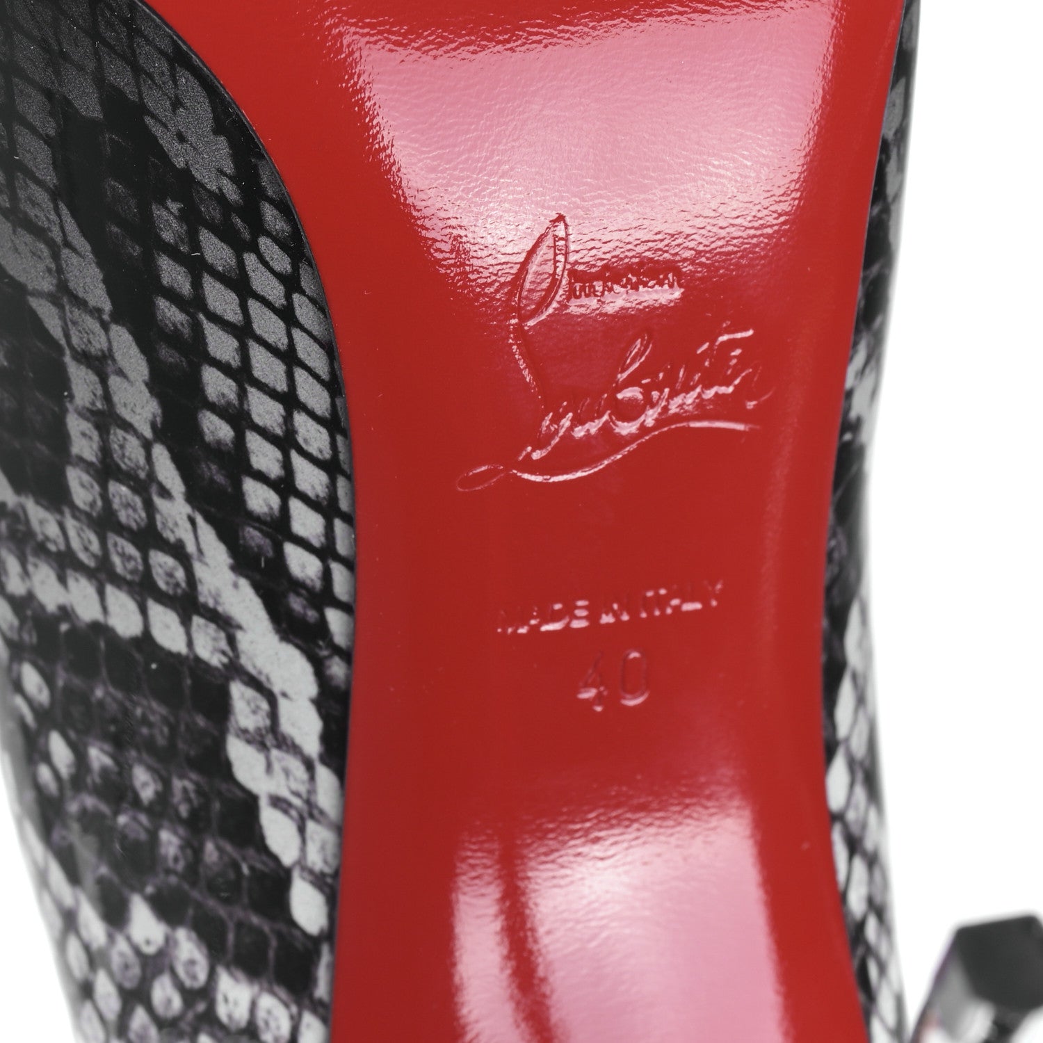 Christian Louboutin Patent Degrade Snakeskin Printed Pigalle Follies 100 Pumps 40 Black Roccia 6 of 8