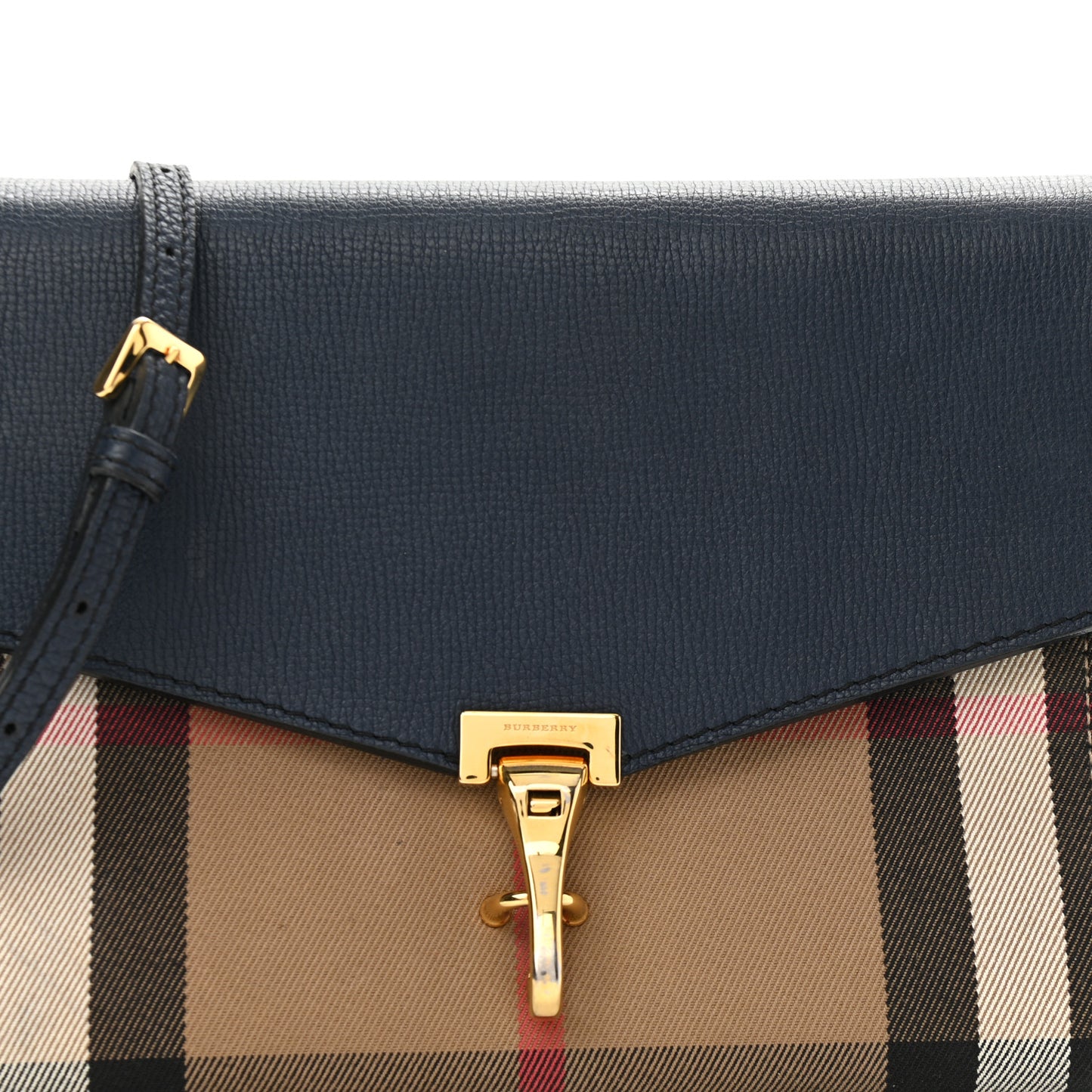 Derby Calfskin House Check Small Macken Crossbody Bag Ink Blue