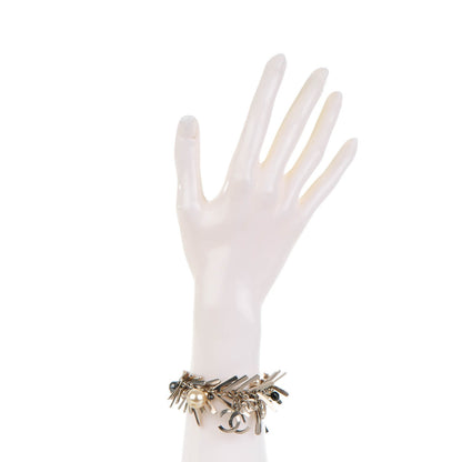 Chanel Pearl Beaded CC Bracelet Silver 2 of 6