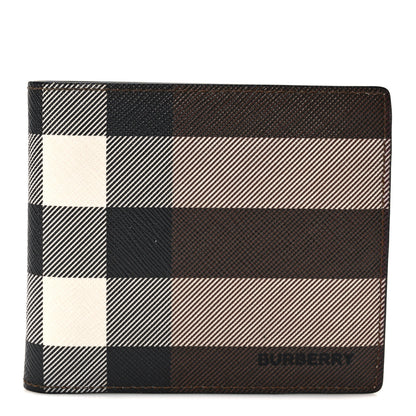 Burberry Charcoal Check Calfskin Bi-Fold Wallet Dark Birch Brown 1 of 8