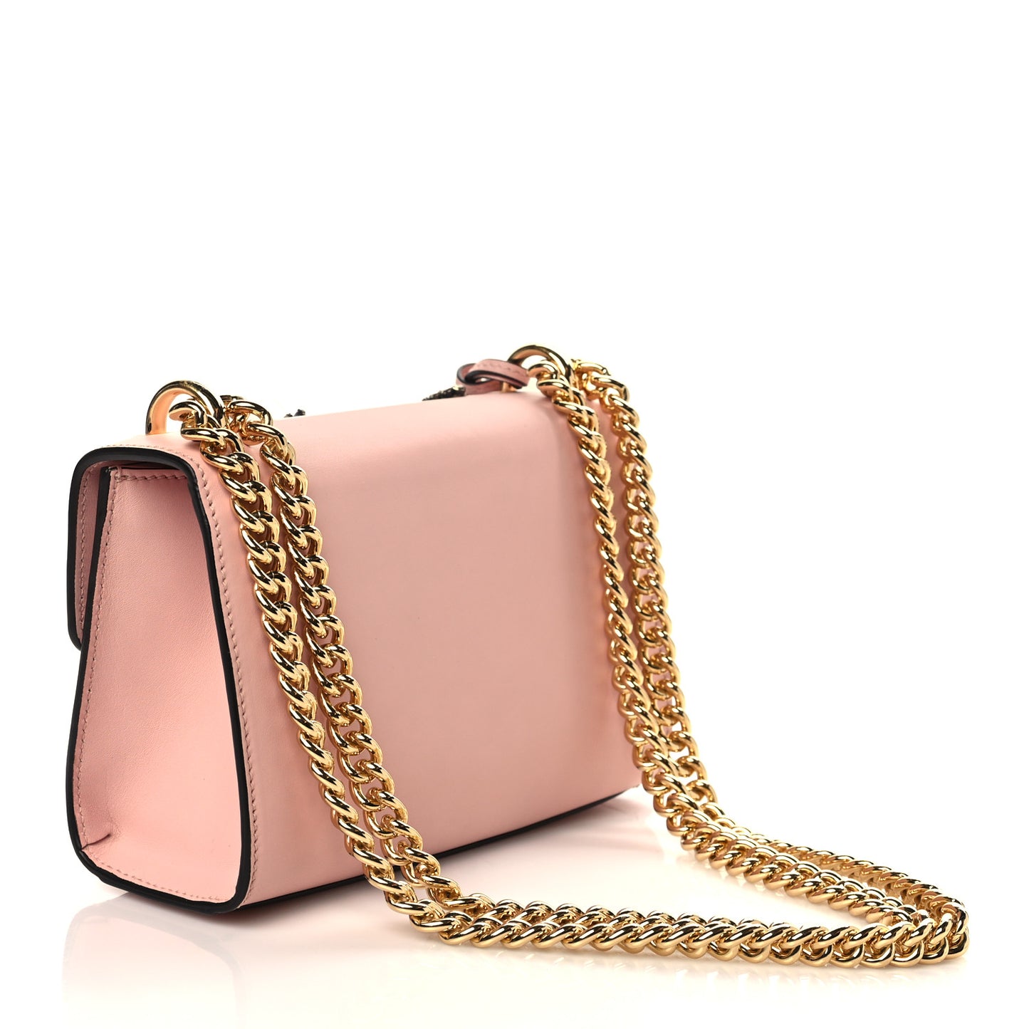 Calfskin Crystal Star Embroidered Small Padlock Shoulder Bag Perfect Pink Multicolor