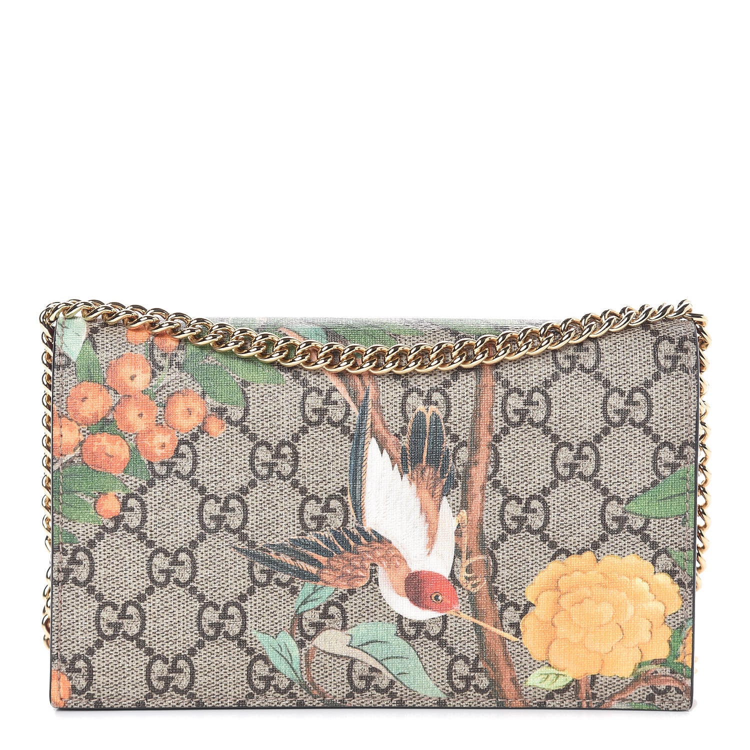 Gucci GG Supreme Monogram Tian Chain Wallet Beige Multicolor Red 1 of 11