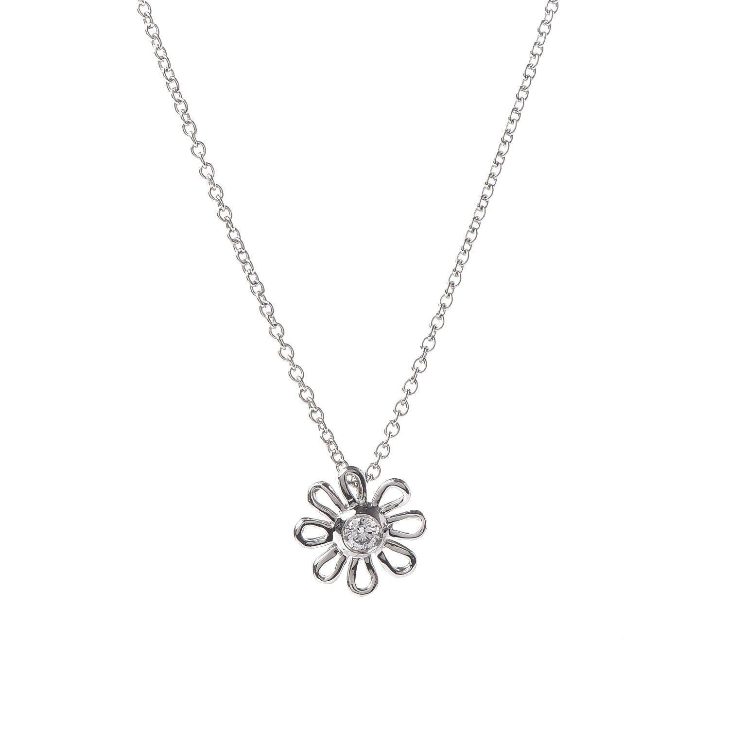 Tiffany Platinum Diamond Daisy Pendant Necklace 4 of 7