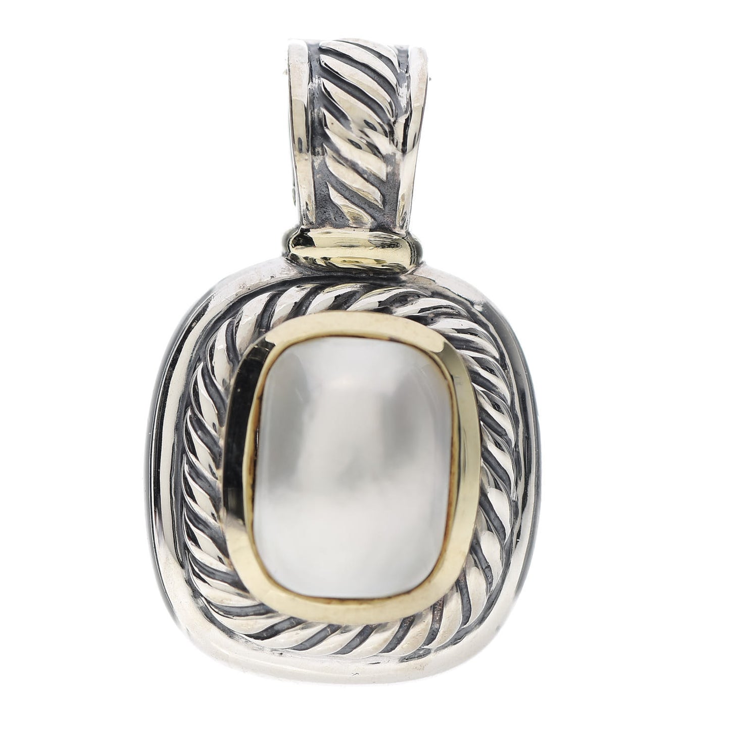 Sterling Silver 14K Yellow Gold Pearl 10mm Albion Enhancer Pendant