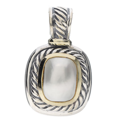 David Yurman Sterling Silver 14K Yellow Gold Pearl 10mm Albion Enhancer Pendant 1 of 3