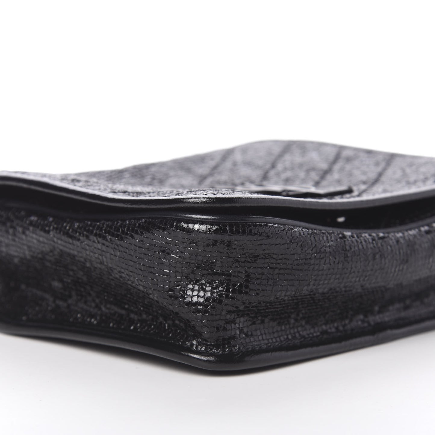 Metallic Cracked Calfskin Monogram Niki Chain Wallet Black