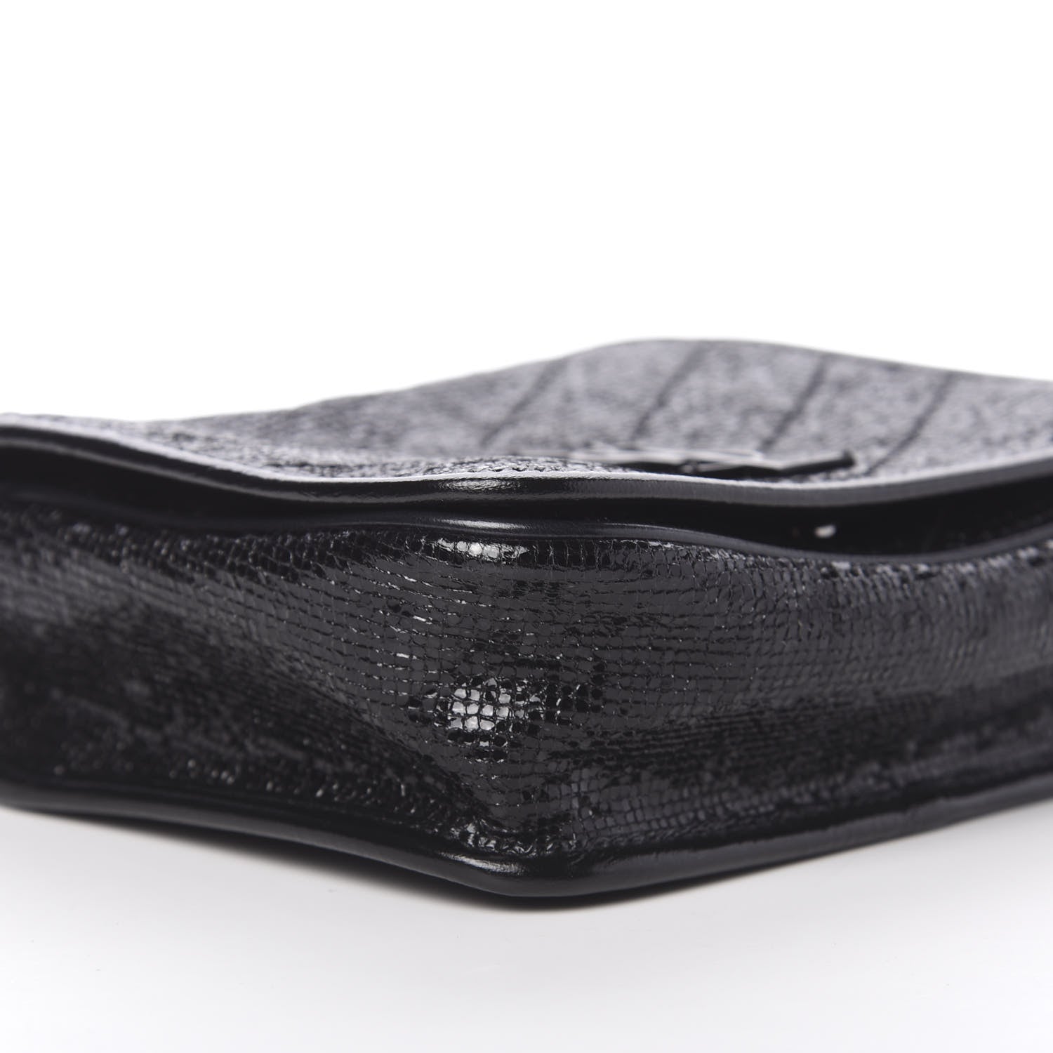 Saint Laurent Metallic Cracked Calfskin Monogram Niki Chain Wallet Black 2 of 10