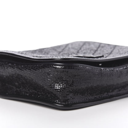 Saint Laurent Metallic Cracked Calfskin Monogram Niki Chain Wallet Black 2 of 10