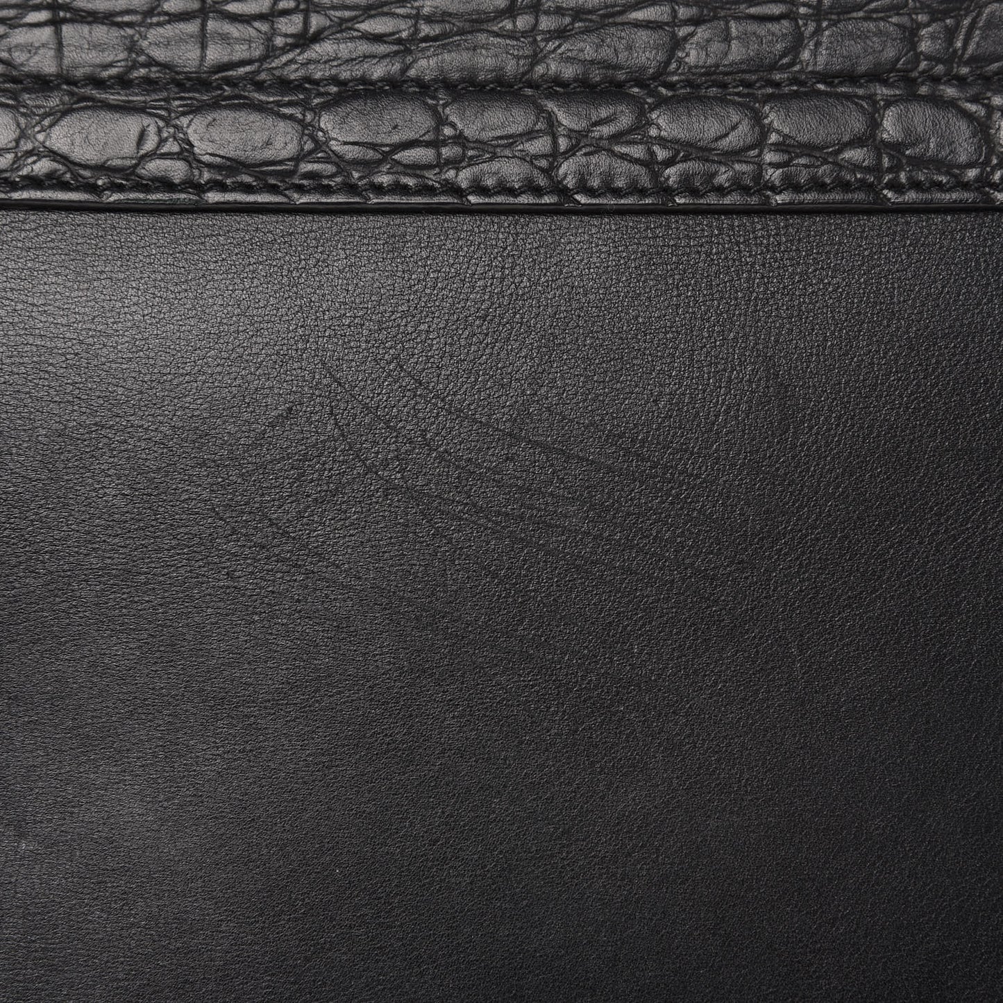 Crocodile Embossed Calfskin Suede Medium Trapeze Black