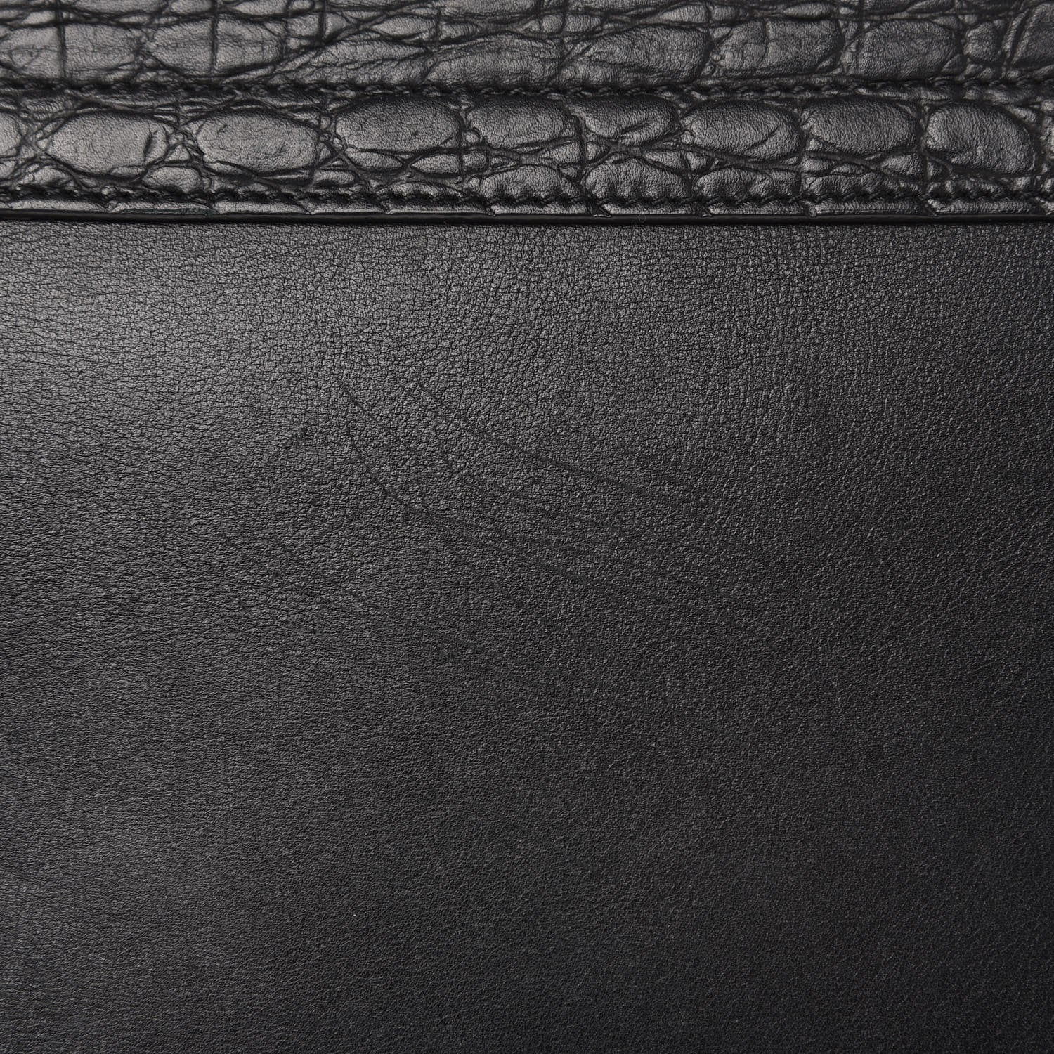 Celine Crocodile Embossed Calfskin Suede Medium Trapeze Black 13 of 15
