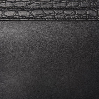 Celine Crocodile Embossed Calfskin Suede Medium Trapeze Black 13 of 15