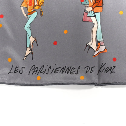 Hermes Silk Ex-Libris les Parisiennes Scarf 70 Gris Cendre Corail Orange 5 of 5