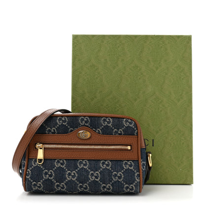 Gucci New Denim GG Monogram Dollar Calfskin Mini Ophidia Shoulder Bag Blue Tea Cuir Epilog 15 of 15