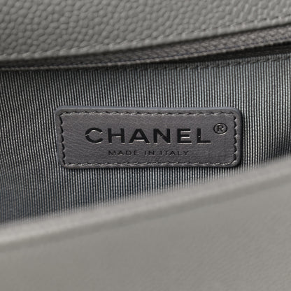 Chanel Caviar Chevron Quilted New Medium Boy Flap Grey 6 of 10