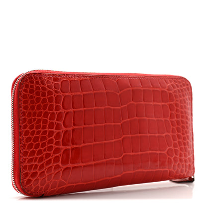 Hermes Shiny Alligator Azap Wallet Geranium 3 of 15