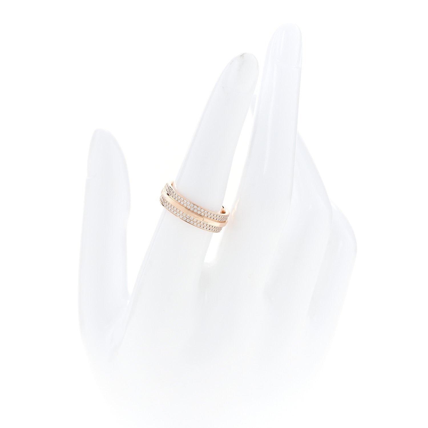 Tiffany 18K Rose Gold Diamond Wide T Two Pave Ring 53 6.5 2 of 4