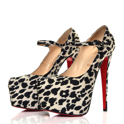 Christian Louboutin Tissu Leopardino Lady Daf 160 Pumps 39 Black White 3 of 7