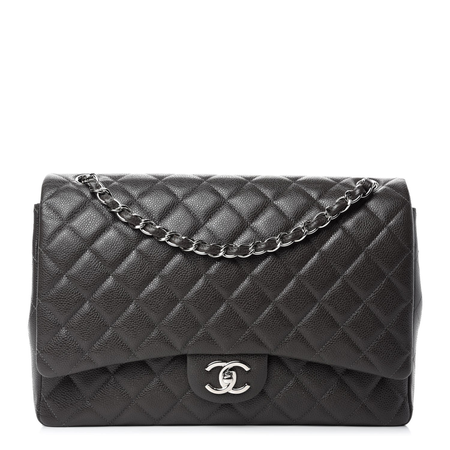 Chanel Caviar Quilted Maxi Double Flap Grey 1 of 14