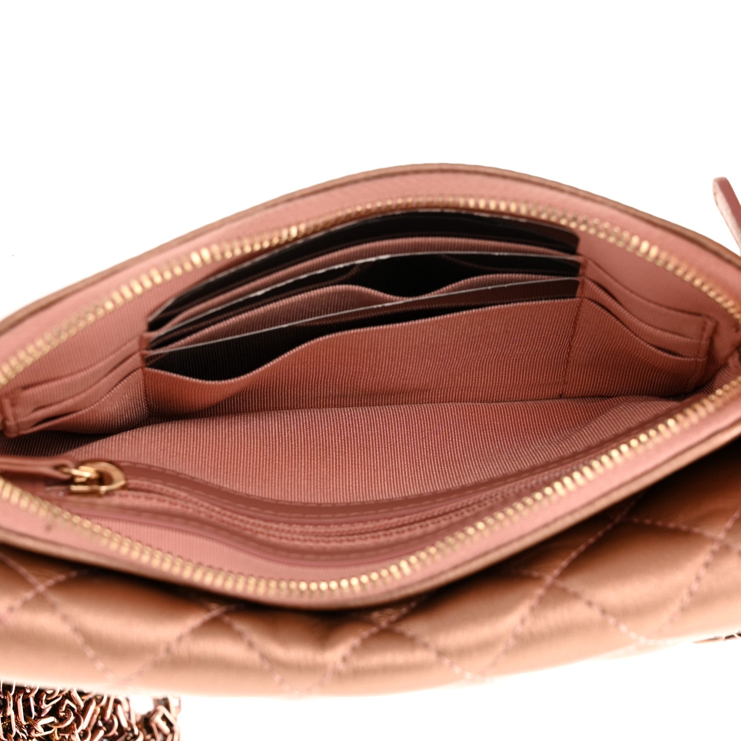 Chanel Metallic Grained Calfskin Quilted 2.55 Reissue Phone Holder With Chain Copper 5 of 13