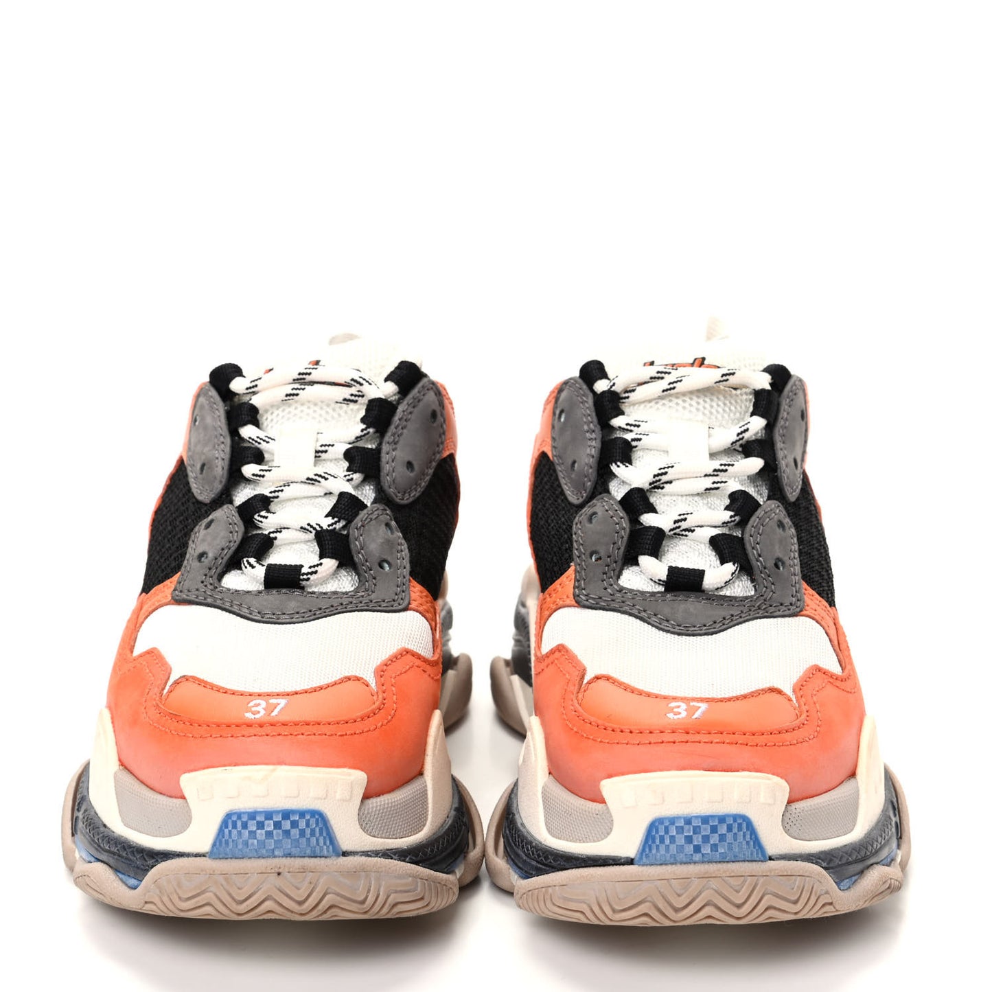 Mesh Nubuck Womens Triple S Sneakers 37 Orange Gris Black